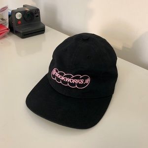 BOOK WORKS black hat w/ pink embroidery